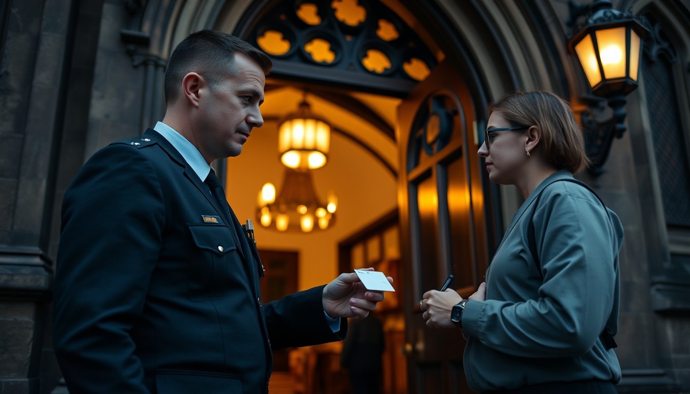 HSS Security Officer is checking ID card of Staff