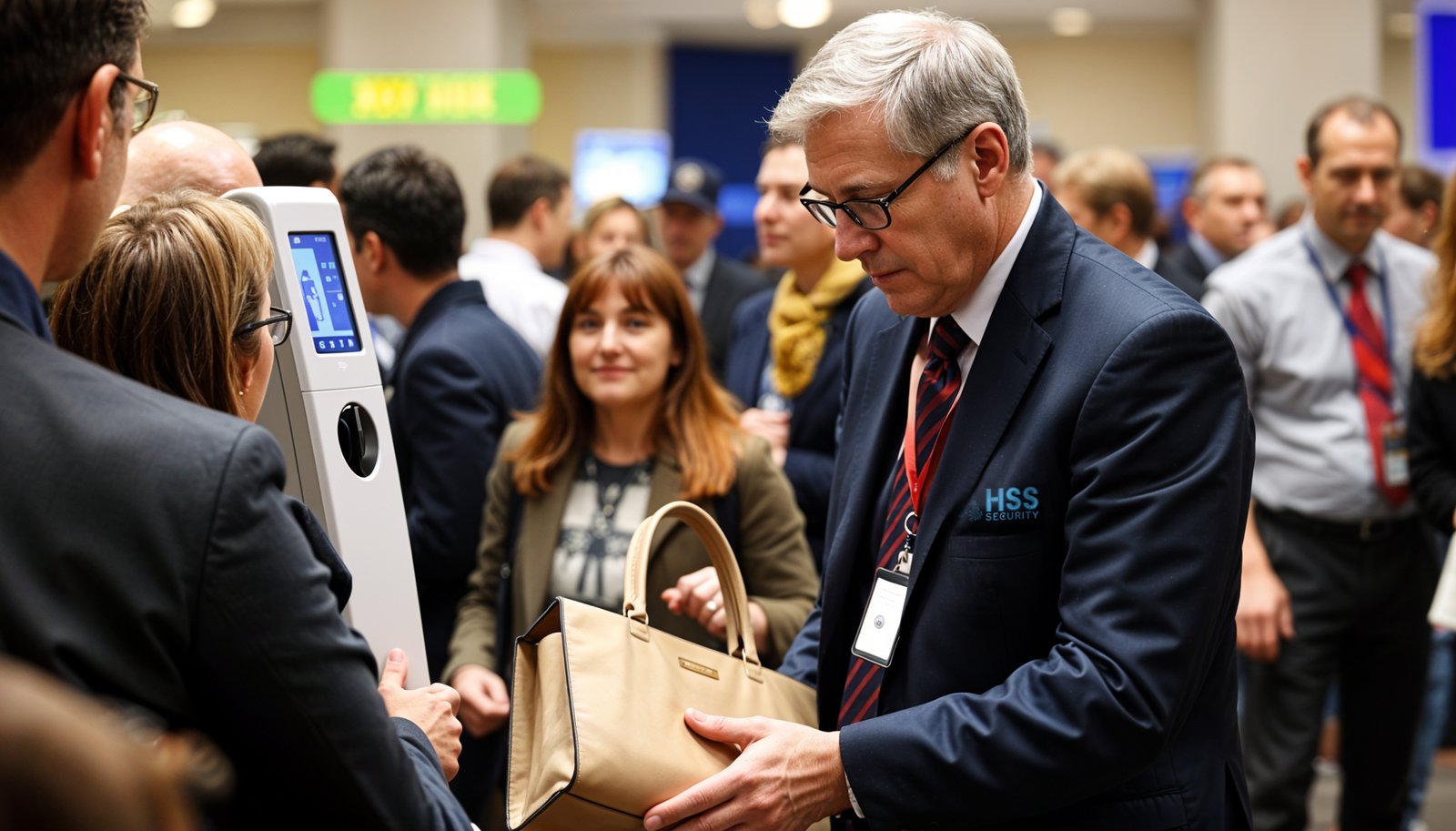 Security Guard Checking Female Handbag